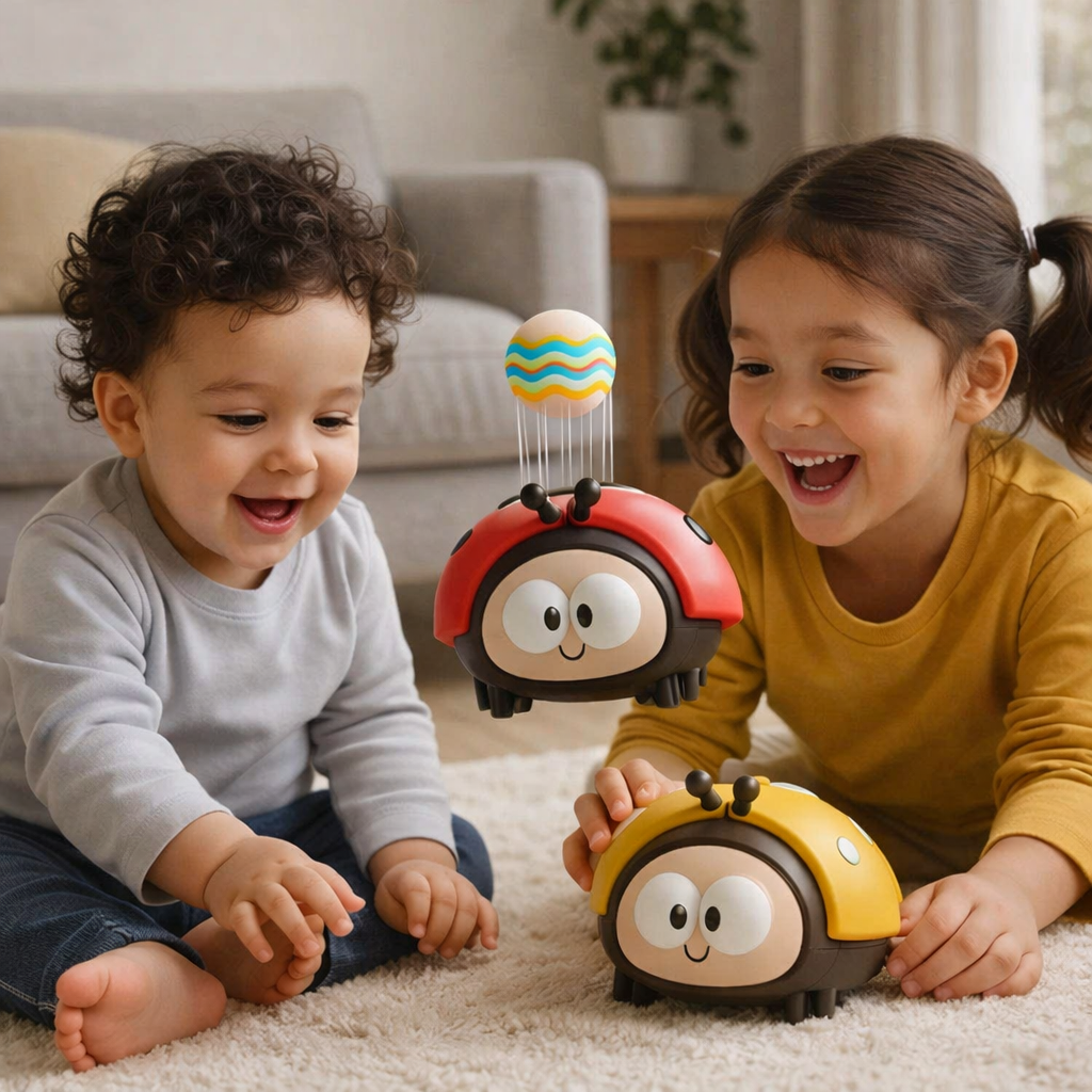 Interaktives Babyspielzeug Käfer – Bewegliches Lernspielzeug mit Ball – Motorikspielzeug für Kleinkinder & Babys
