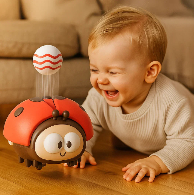 Interaktives Babyspielzeug Käfer – Bewegliches Lernspielzeug mit Ball – Motorikspielzeug für Kleinkinder & Babys