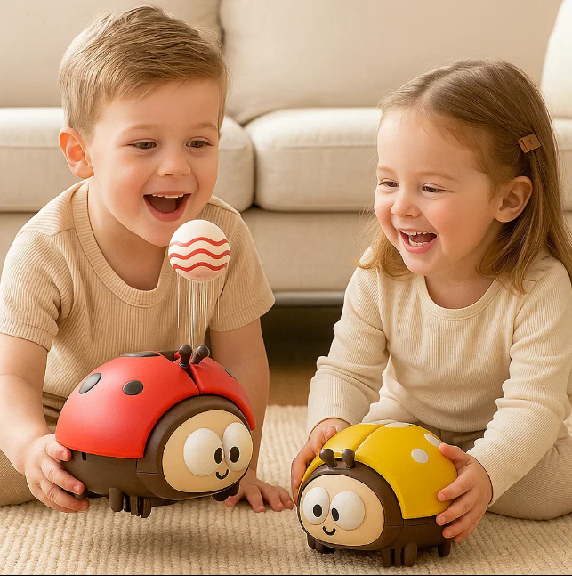 Interaktives Babyspielzeug Käfer – Bewegliches Lernspielzeug mit Ball – Motorikspielzeug für Kleinkinder & Babys
